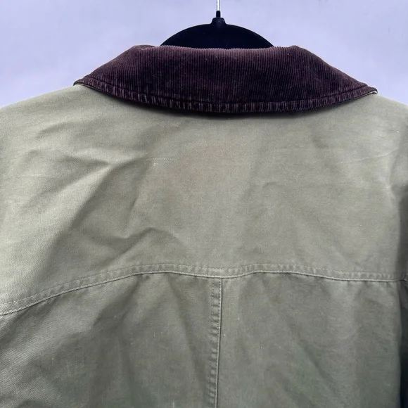Lands' End Olive Utility Jacket with Brown Collar - Picture 14 of 15